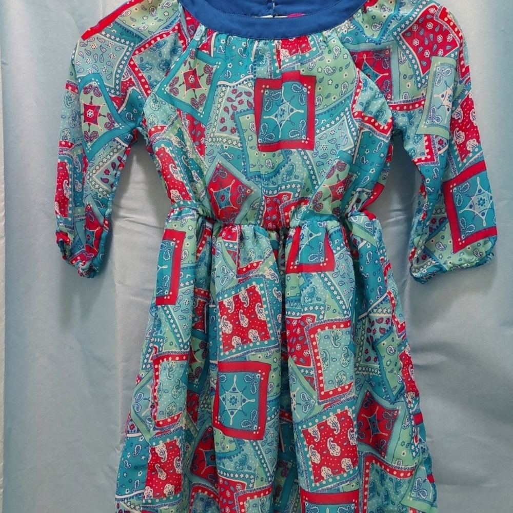 Girls Dress Multi Colored Patterned, Size Small - Picture 7 of 7